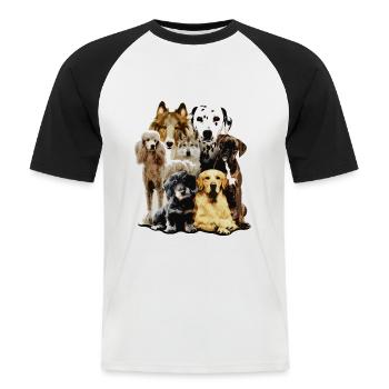 regardez un chien ! cool chien famille chien chiens - T-shirt baseball manches courtes Homme - blanc/noir - Devant - Nik (191cm)