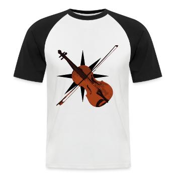 Violon violon vintage symphonie boussole école de musique - T-shirt baseball manches courtes Homme - blanc/noir - Devant - Nik (191cm)