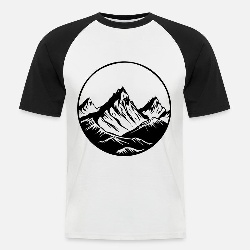 Berge Symbol Mountains - Männer Baseball-T-Shirt - Weiß/Schwarz