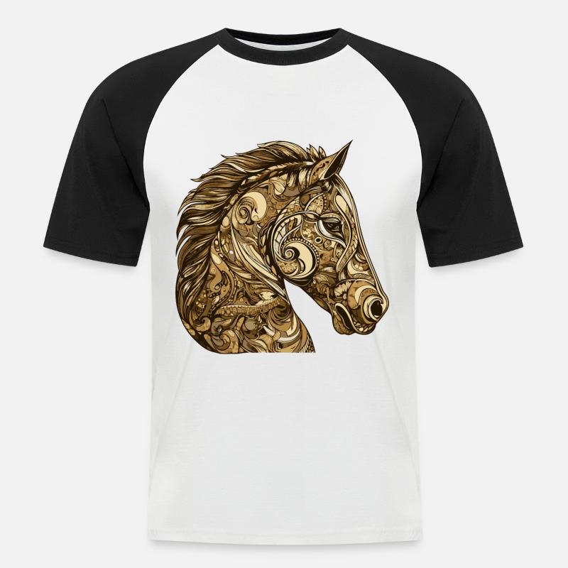 Pferd Kopf Tier - Männer Baseball-T-Shirt - Weiß/Schwarz