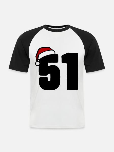 51 Number Christmas - Men's Baseball T-Shirt - white/black