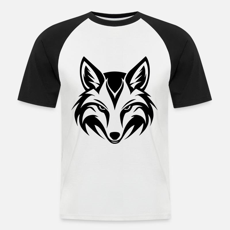 Fuchs Kopf - Männer Baseball-T-Shirt - Weiß/Schwarz