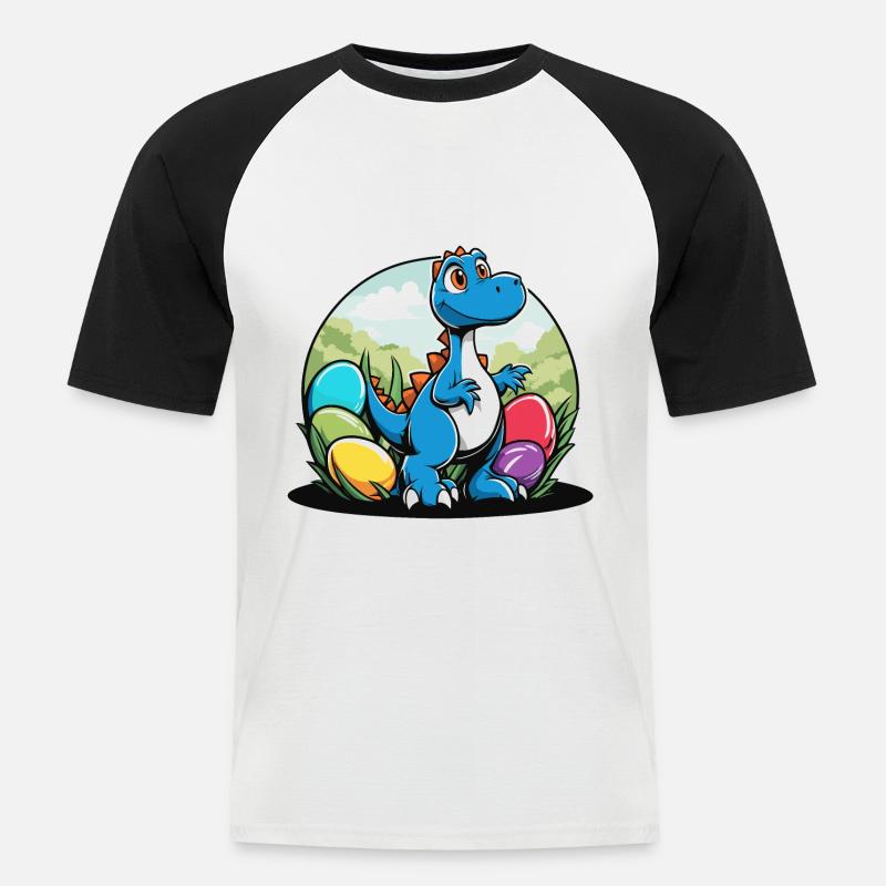 Dinosaur Easter Eggs Easter - Men's Baseball T-Shirt - white/black