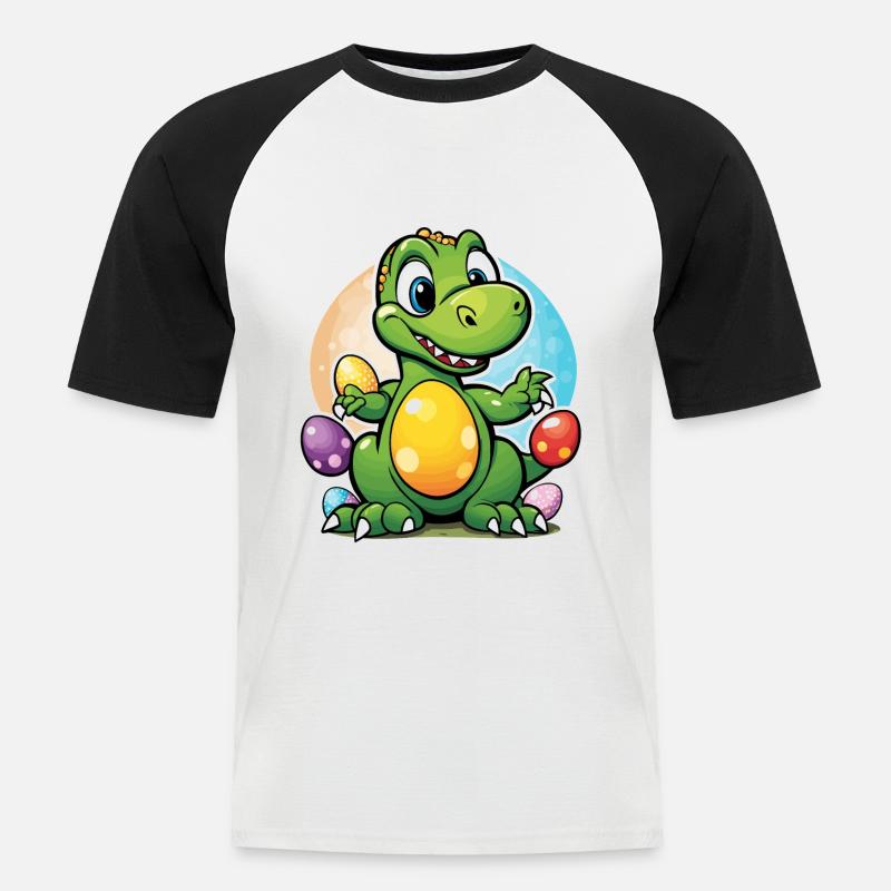 Dinosaur Easter Eggs Easter - Men's Baseball T-Shirt - white/black