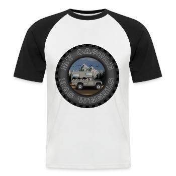 MON CHÂTEAU A DES WEEHLS - T-shirt baseball manches courtes Homme - blanc/noir - Devant - Nik (191cm)