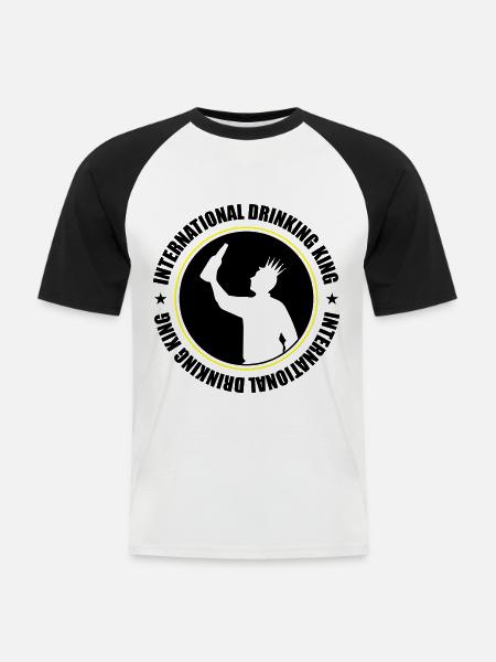 Drinking King Party Saying - Men's Baseball T-Shirt - white/black
