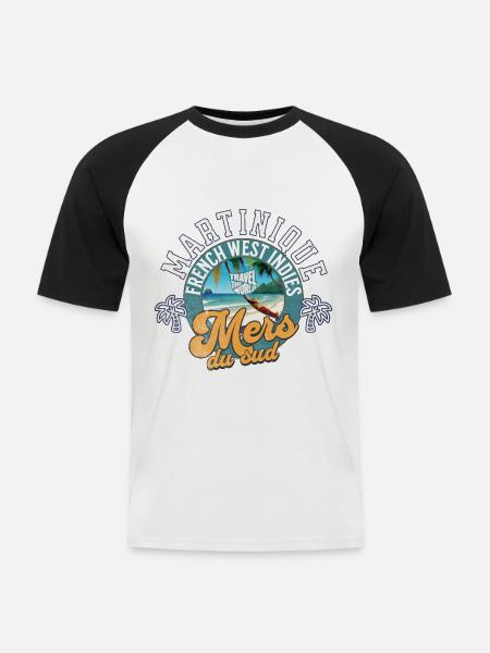 Südsee Martinique - Männer Baseball-T-Shirt - Weiß/Schwarz