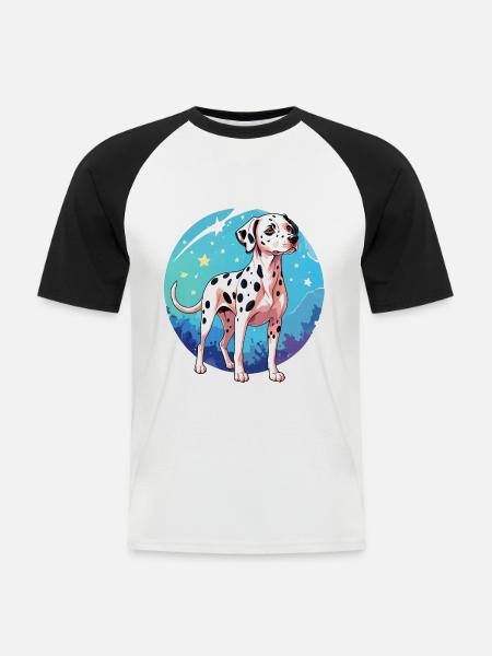 Dalmatiner Wasserfarben - Männer Baseball-T-Shirt - Weiß/Schwarz