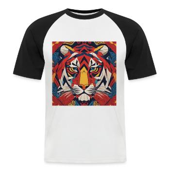 Heller Tiger - Männer Baseball-T-Shirt - Weiß/Schwarz - Vorne - Nik (191cm)
