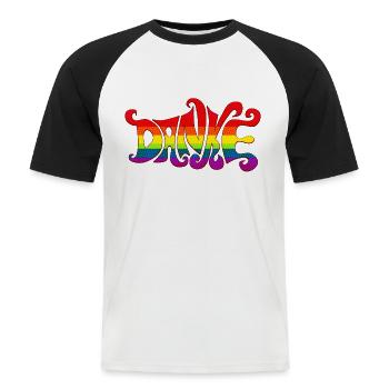 Thank you rainbow diversity sixties colorful gratitude - Men's Baseball T-Shirt - white/black - Front - Nik (191cm)