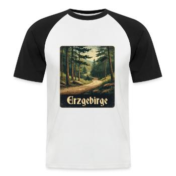 Erzgebirge Waldweg wanderweg - Männer Baseball-T-Shirt - Weiß/Schwarz - Vorne - Nik (191cm)