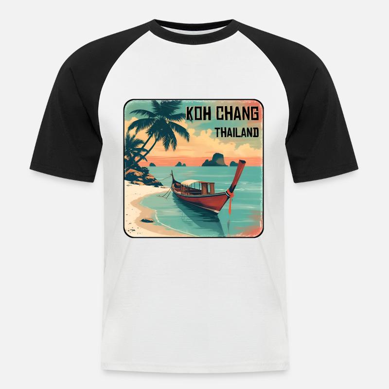 Koh Chang - T-shirt baseball manches courtes Homme - blanc/noir