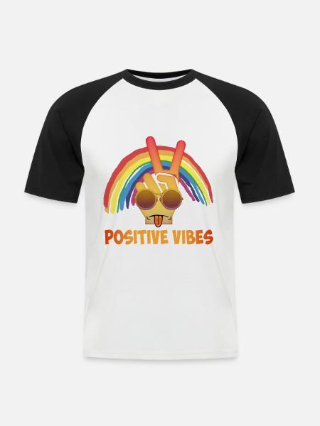 Positive Schwingungen - Männer Baseball-T-Shirt - Weiß/Schwarz