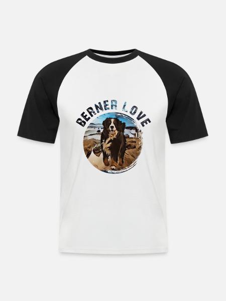 Berner Berghund - Männer Baseball-T-Shirt - Weiß/Schwarz