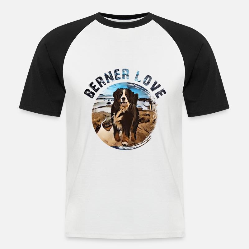 Berner Berghund - Männer Baseball-T-Shirt - Weiß/Schwarz
