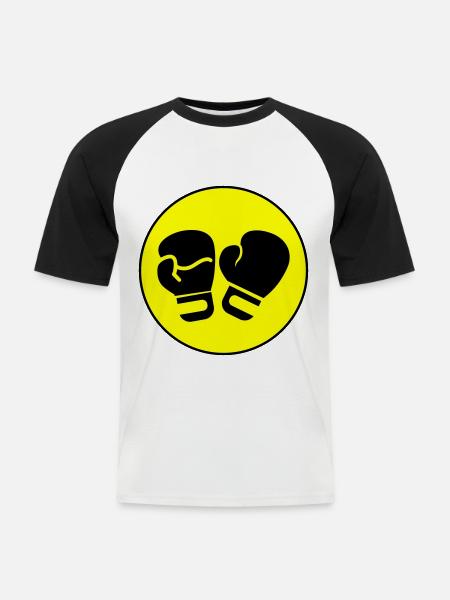 Boxen Boxhandschuhe Symbol - Männer Baseball-T-Shirt - Weiß/Schwarz