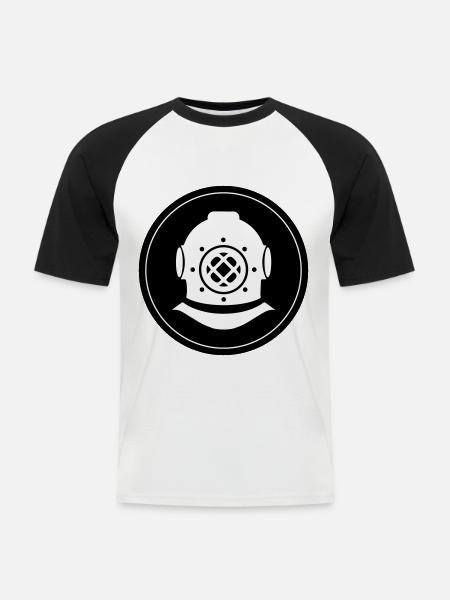 Apnea Diving Circle - Men's Baseball T-Shirt - white/black