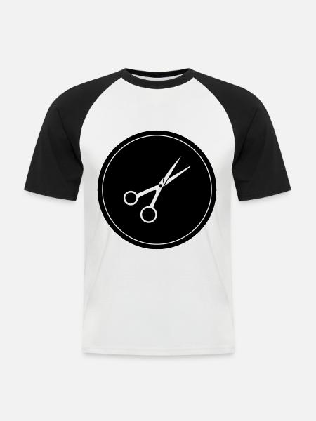 Scissors Barber Circle - Men's Baseball T-Shirt - white/black