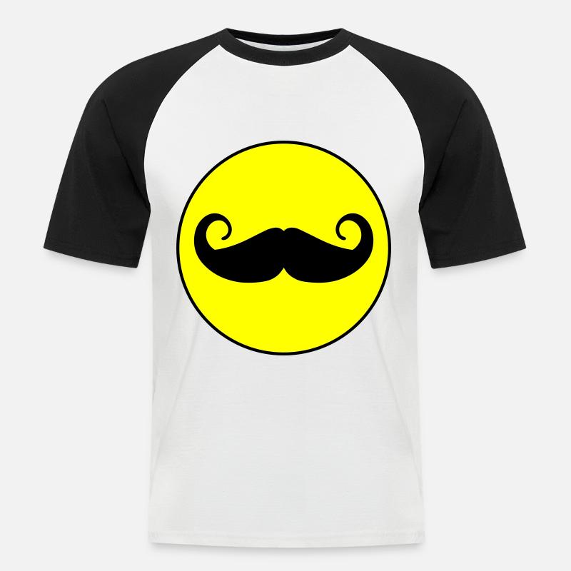 Schnurrbart symbol - Männer Baseball-T-Shirt - Weiß/Schwarz