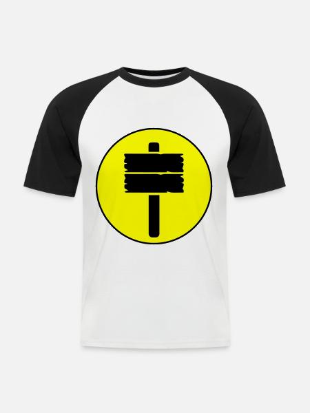 Wegweiser icon - Männer Baseball-T-Shirt - Weiß/Schwarz