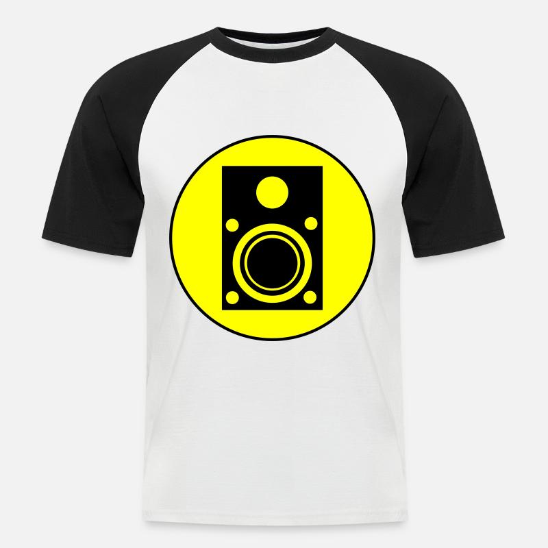 Boxen musik symbol - Männer Baseball-T-Shirt - Weiß/Schwarz