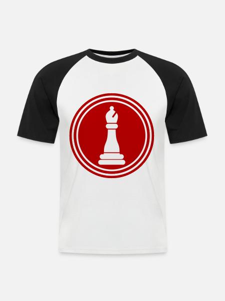 Schachfigur symbol - Männer Baseball-T-Shirt - Weiß/Schwarz