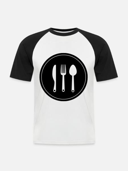 Fork cutlery - Men's Baseball T-Shirt - white/black