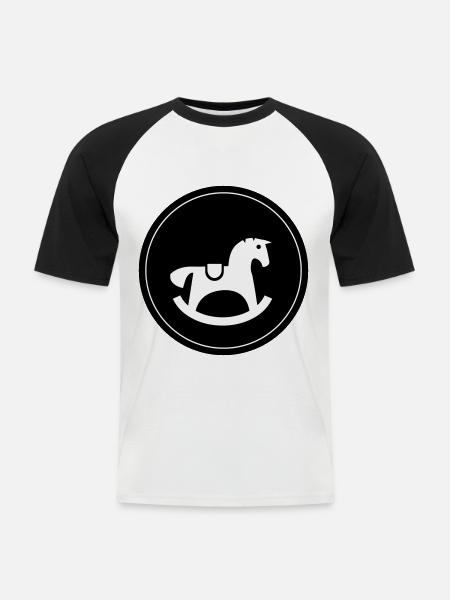 Cheval à bascule Jouet Bébé - T-shirt baseball manches courtes Homme - blanc/noir