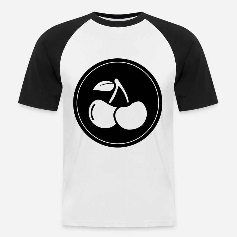 Kirschen obst - Männer Baseball-T-Shirt - Weiß/Schwarz