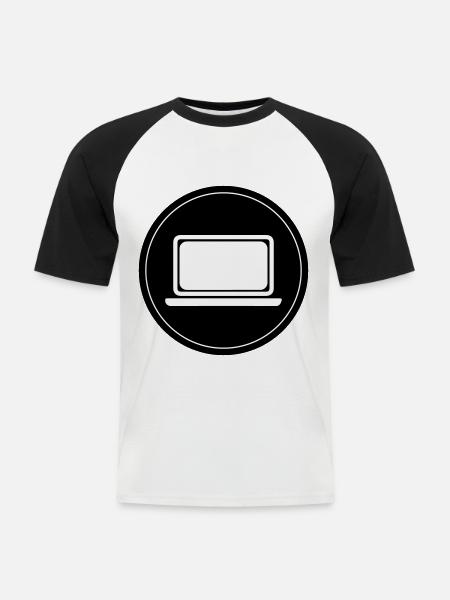 Laptop Pc Office - Men's Baseball T-Shirt - white/black