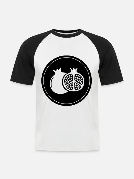 Pomegranate icon - Men's Baseball T-Shirt - white/black