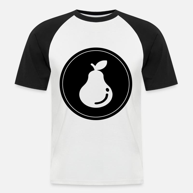 Birne Obst - Männer Baseball-T-Shirt - Weiß/Schwarz
