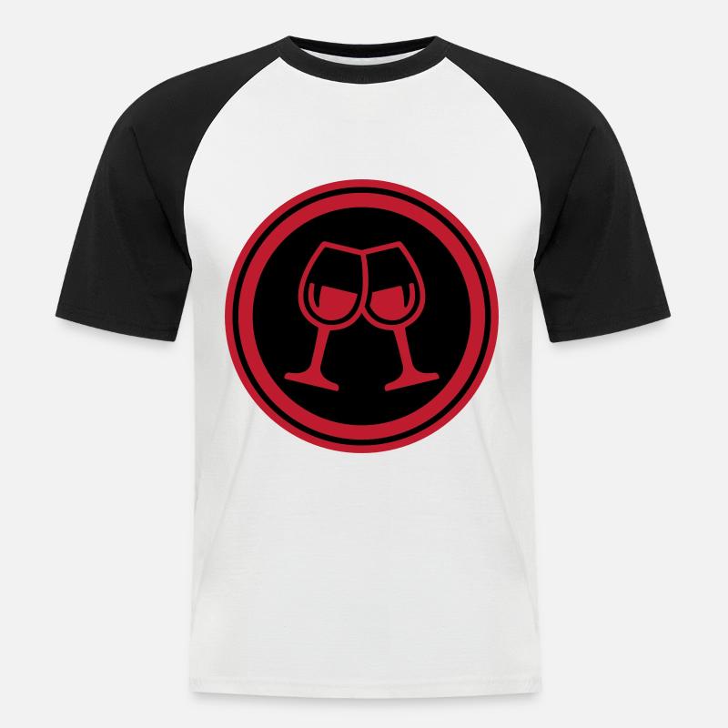 Wein Gläser - Männer Baseball-T-Shirt - Weiß/Schwarz