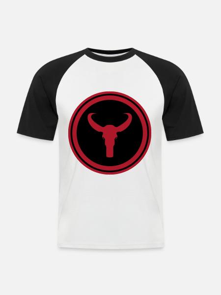 Bull skeleton - Men's Baseball T-Shirt - white/black