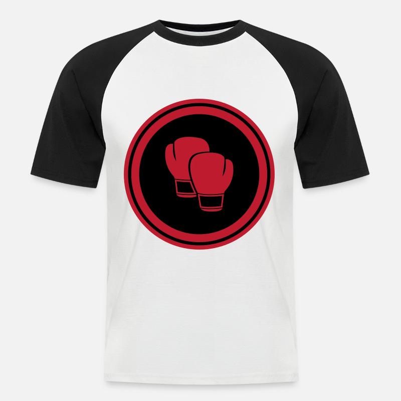 Boxhandschuhe - Männer Baseball-T-Shirt - Weiß/Schwarz
