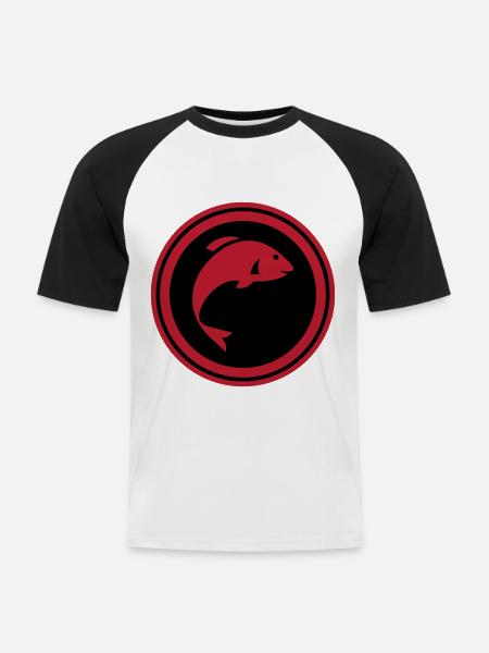 Fisch Symbol - Männer Baseball-T-Shirt - Weiß/Schwarz