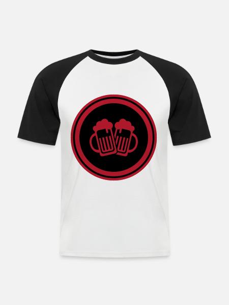 Bierglas Symbol - Männer Baseball-T-Shirt - Weiß/Schwarz