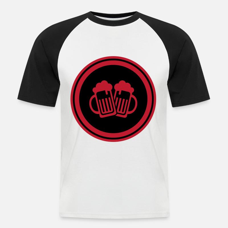 Bierglas Symbol - Männer Baseball-T-Shirt - Weiß/Schwarz