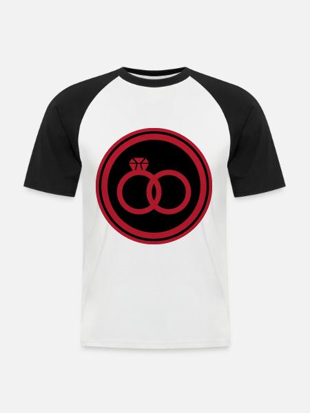 Eheringe Ring Hochzeit - Männer Baseball-T-Shirt - Weiß/Schwarz