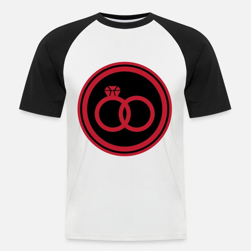Eheringe Ring Hochzeit - Männer Baseball-T-Shirt - Weiß/Schwarz