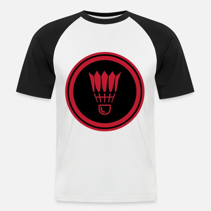 Badminton Symbol - Männer Baseball-T-Shirt - Weiß/Schwarz