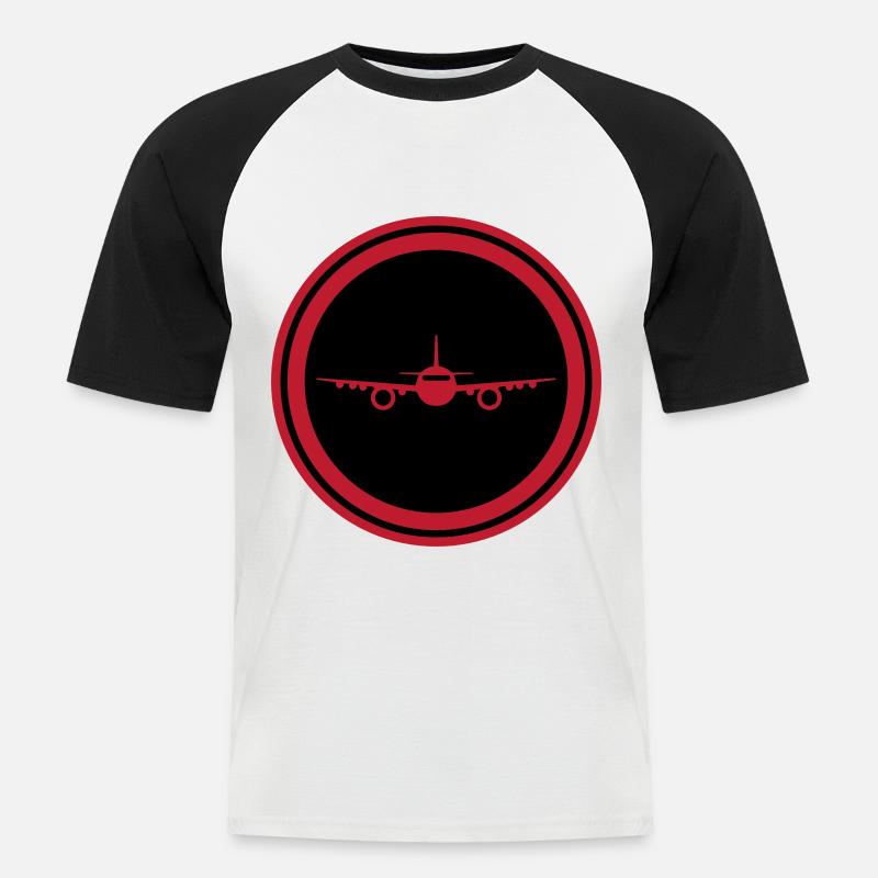 Flugzeug Symbol - Männer Baseball-T-Shirt - Weiß/Schwarz