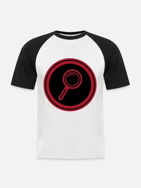 Magnifying glass icon - Men's Baseball T-Shirt - white/black
