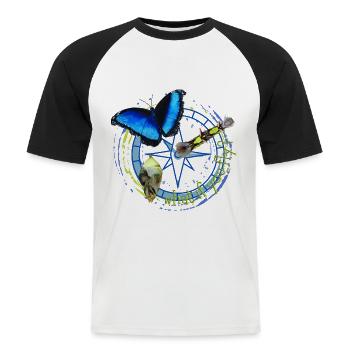 What if you fly? Butterfly in evolution - Men's Baseball T-Shirt - white/black - Front - Nik (191cm)