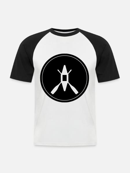 Canoe icon circle - Men's Baseball T-Shirt - white/black