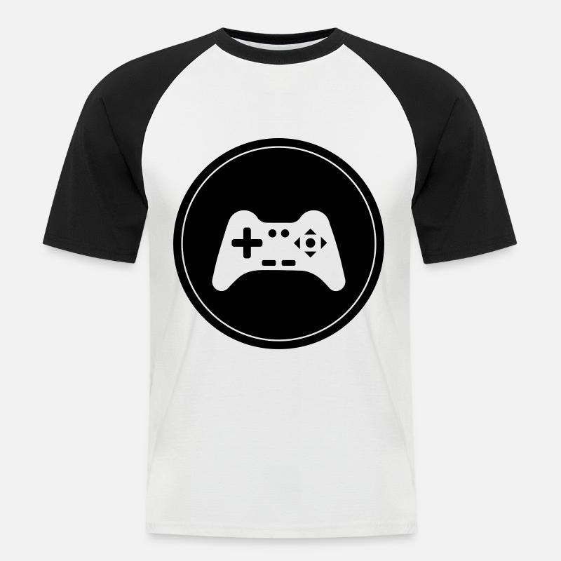 Gamepad Symbol Controller Kreis - Männer Baseball-T-Shirt - Weiß/Schwarz