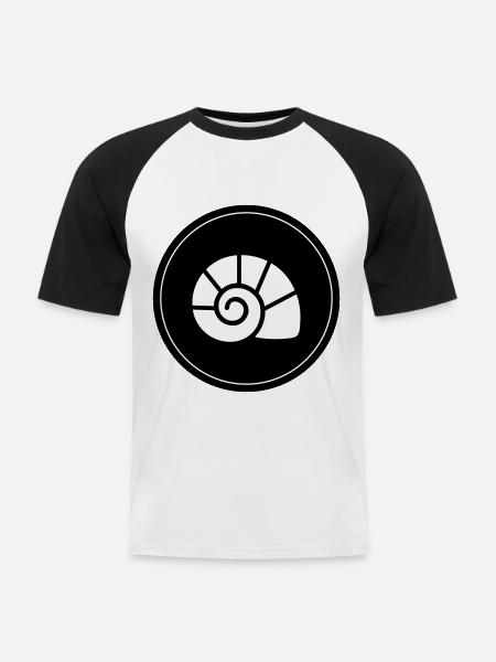 Muschel symbol Kreis - Männer Baseball-T-Shirt - Weiß/Schwarz
