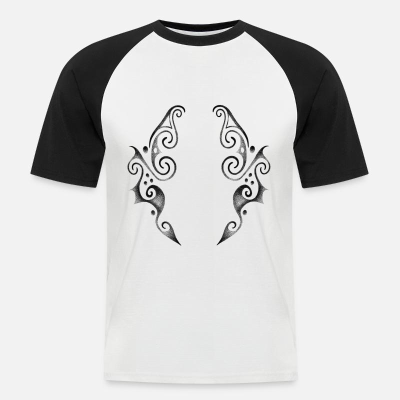 Altes Punktwork-Dotwork-Symbol - Männer Baseball-T-Shirt - Weiß/Schwarz