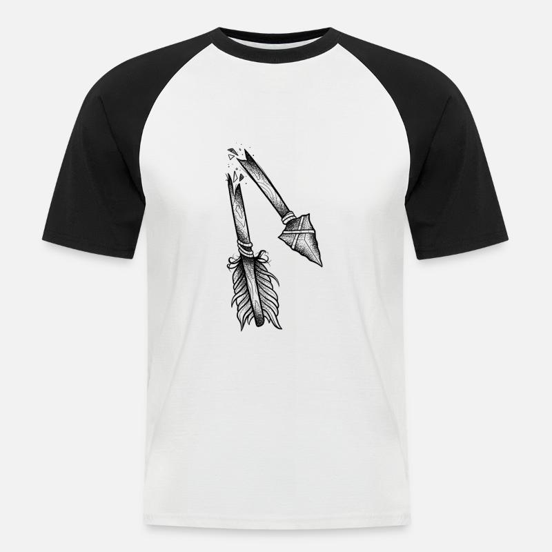 Dotwork gebrochener Pfeil - Männer Baseball-T-Shirt - Weiß/Schwarz