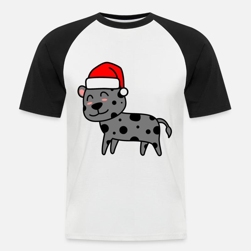 Leopard Comic Weihnachten Xmas - Männer Baseball-T-Shirt - Weiß/Schwarz